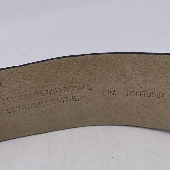 Chico's Women Textured Silver Tone Round Buckle Clasp Belt Black Small Medium - Picture 5 of 7